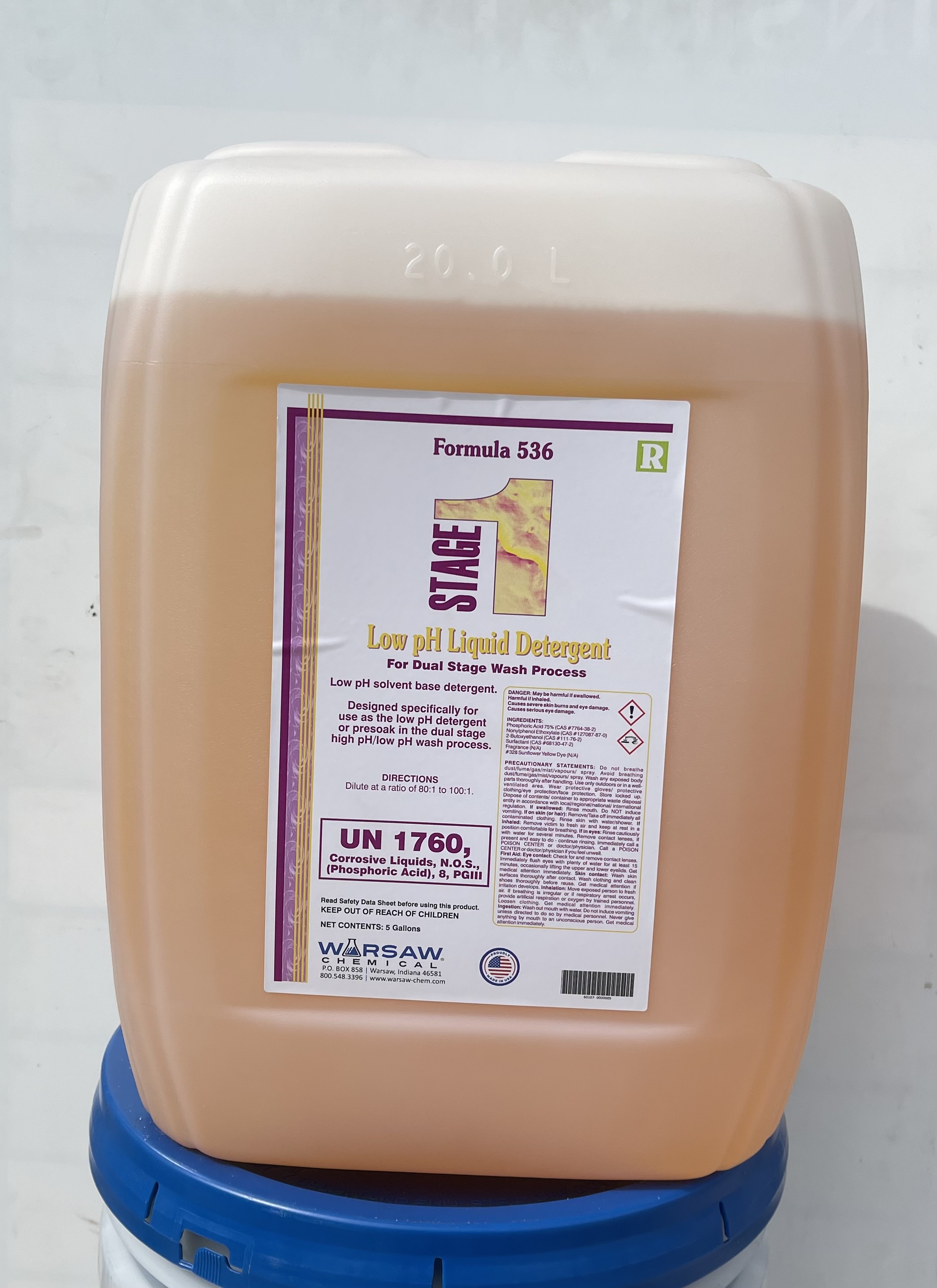 DESIGNED SPECIFICALLY FOR USE AS THE LOW pH DETERGENT OR PRESOAK IN THE DUAL STAGE HIGH pH/LOW pH WASH PROCESS.